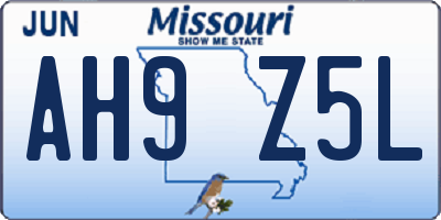 MO license plate AH9Z5L