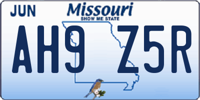 MO license plate AH9Z5R