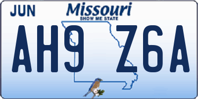 MO license plate AH9Z6A