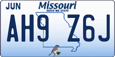 MO license plate AH9Z6J