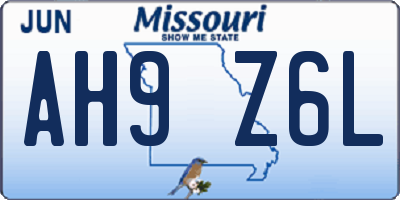 MO license plate AH9Z6L