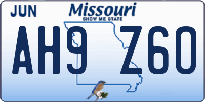 MO license plate AH9Z6O