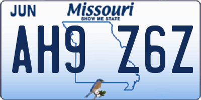 MO license plate AH9Z6Z