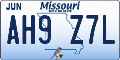 MO license plate AH9Z7L