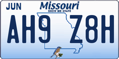 MO license plate AH9Z8H