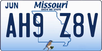 MO license plate AH9Z8V