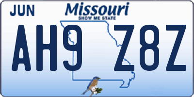 MO license plate AH9Z8Z