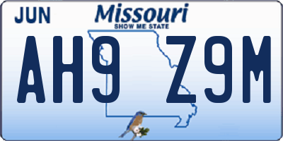 MO license plate AH9Z9M