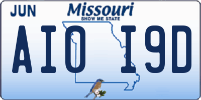 MO license plate AI0I9D