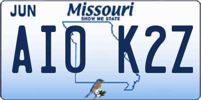 MO license plate AI0K2Z
