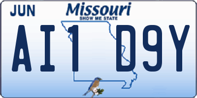 MO license plate AI1D9Y