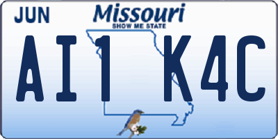 MO license plate AI1K4C