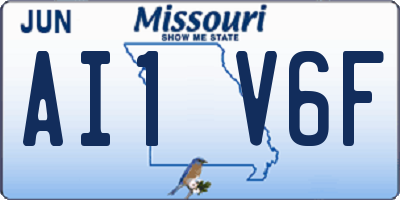 MO license plate AI1V6F