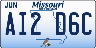 MO license plate AI2D6C