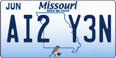 MO license plate AI2Y3N