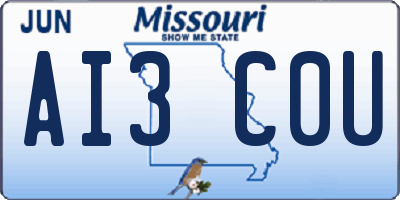 MO license plate AI3C0U