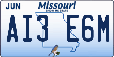 MO license plate AI3E6M