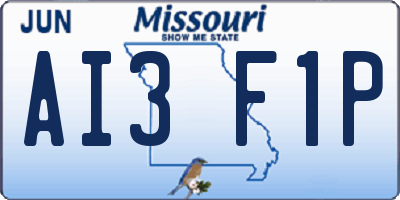 MO license plate AI3F1P