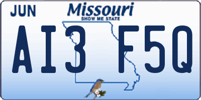 MO license plate AI3F5Q