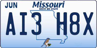 MO license plate AI3H8X