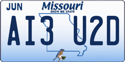 MO license plate AI3U2D