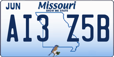 MO license plate AI3Z5B