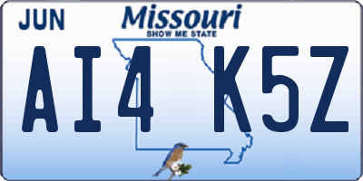 MO license plate AI4K5Z