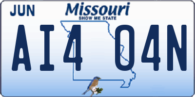 MO license plate AI4O4N
