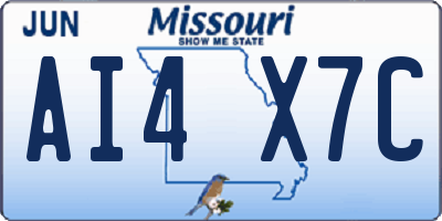 MO license plate AI4X7C