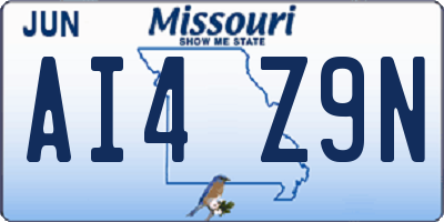 MO license plate AI4Z9N