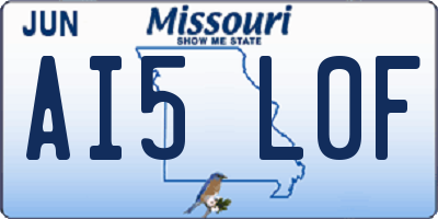 MO license plate AI5L0F