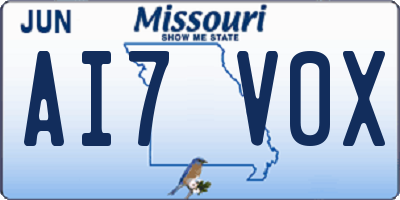 MO license plate AI7V0X