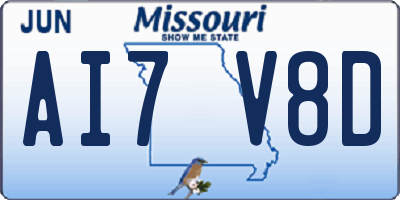 MO license plate AI7V8D