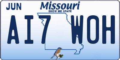 MO license plate AI7W0H