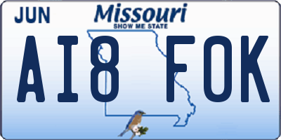 MO license plate AI8F0K