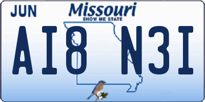 MO license plate AI8N3I