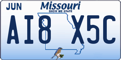 MO license plate AI8X5C
