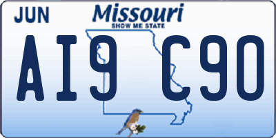 MO license plate AI9C9O