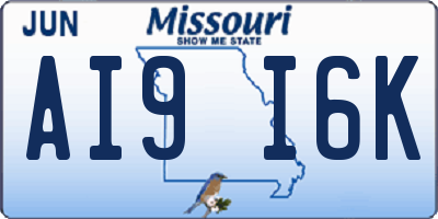 MO license plate AI9I6K