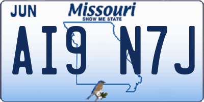MO license plate AI9N7J