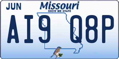 MO license plate AI9Q8P