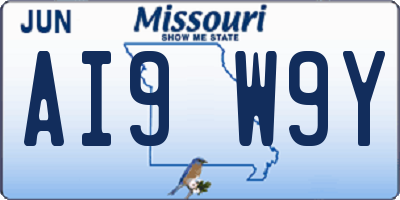 MO license plate AI9W9Y
