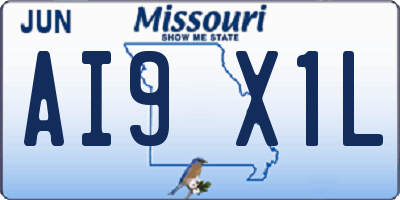 MO license plate AI9X1L