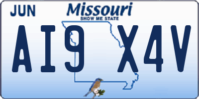 MO license plate AI9X4V