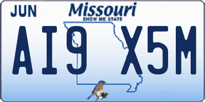 MO license plate AI9X5M