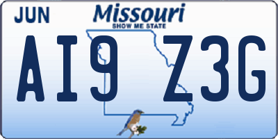 MO license plate AI9Z3G