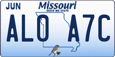 MO license plate AL0A7C