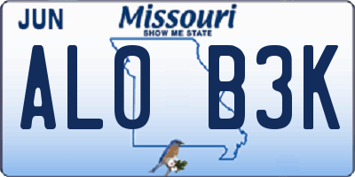 MO license plate AL0B3K