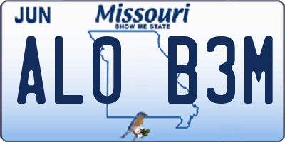 MO license plate AL0B3M