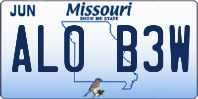 MO license plate AL0B3W